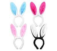 RELKLYU 4 Piezas De Diadema De Oreja De Conejo, Lindas Orejas De Peluche, Una Variedad De Opciones De Color, Diadema De Lavado De Cara Multifuncional, Diadema De Ropa.