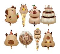 RELKLYU 6 Piezas De Dibujos Animados Capybar Y 2 Piezas Palos Inflables, Decoración De Fiesta De Cumpleaños, Globos Creativos Y Lindos.