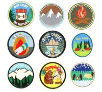 RELKLYU 9 Piezas De Parches De Tela para Paisajes Al Aire Libre, Parches De Tela Bordados, Parches De Tela Redondos, Parches De Ropa Y Parches De Tela Decorativos De Ropa.