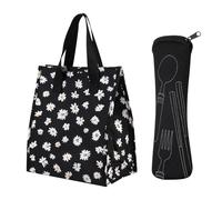 RELKLYU Bolsa De Loncheras Aislada De 1 Pieza Y Bolsa De Vajilla De 1 Pieza, Bolso De Lonchera De Gran Capacidad, Bolso Simple De Lonchera, Adecuado para El Trabajo, Picnic O Viaje.