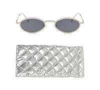 RELKLYU Gafas Retro Ovales Retro Y Bolsas De Gafas De 1 Pieza, Gafas De Sol Para Mujeres, Accesorios Para Ropa De Fiesta.