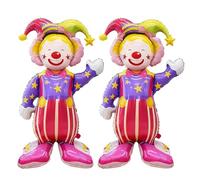 RELKLYU Globos De Papel De Aluminio De Payaso De 2 Piezas, Forma Inflable Vertical, Decoración De Fiesta De Circo, Decoración De Vacaciones De Cumpleaños, Juguetes De Globos De Carnaval.