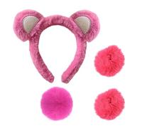 RELKLYU Tiadera De Oso De 1 Pieza, Bola De Cola De 1 Pieza Y Pulseras De 2 Piezas, Accesorios De Juego De Roles, Lindos Accesorios De Felpa, Suministros para Fiestas.