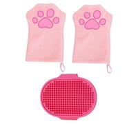 RELKLYU Toalla De Guante De 2 Piezas Y Cepillo De Baño De 1 Pieza, Toalla Absorbente, Suministros De Baño para Mascotas, Herramientas De Limpieza De Mascotas.