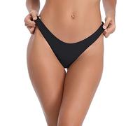 RELLECIGA Parte Inferior de Bikini de Corte brasileño para Mujer, Negro, Medium