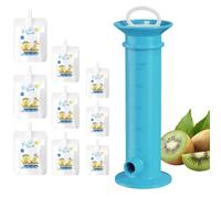 Rellenador de puré de frutas: prensador de puré de frutas con 15 bolsas reutilizables, dispensador y fabricante de bolsas de alimentos a prueba de fugas para exprimir papillas en casa