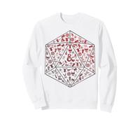 Relleno de Iconos de Dungeons & Dragons D20 Sudadera, Unisex para Adultos, Blanco, M
