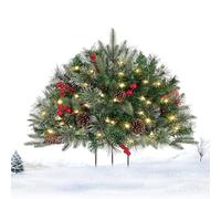 Relleno de urna de Navidad, decoraciones navideñas para porche delantero, decoración de ramas de luz brillante para invierno, vacaciones, cementerio, camino, patio, mesa de otoño, escena de belén