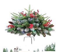 Relleno de urna de Navidad preiluminado artificial para decoración de | Relleno de urna de árbol de Navidad que funciona con pilas para patio al aire libre, patio, porche, césped