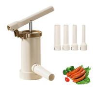Relleno manual de embutidos de plástico con 4 embudos para salchichas caseras, herramienta de cocina amarilla, 22,5 cm