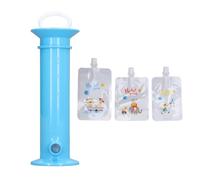 Relleno reutilizable para puré de frutas para niños pequeños, fabricante profesional ergonómico de bolsas de alimentos para bebés con bolsa (azul)