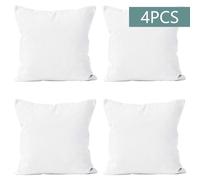 Rellenos de almohada de fibra de poliéster para salón, cama, sofá y sillón | Juego de 4 cojines decorativos blancos