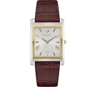 Bulova Reloj de hombre Classic Rectangle Solo Tempo acero correa piel marrón
