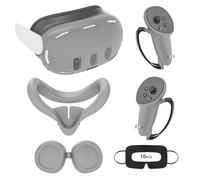 Relohas Accesorios de silicona 5 en 1 de lujo para Meta Quest 3, juego de fundas protectoras de realidad virtual para Oculus Quest 3, cubierta de agarre de controlador, cubierta de carcasa de realidad