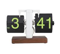 Reloj Abatible Digital Automático de 12 Horas, Reloj Abatible Mecánico de Estilo Retro de una Cara para Sala de Estar y Oficina (Página Verde con Marco Blanco Esmerilado)