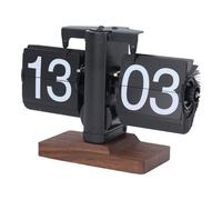 Reloj Abatible Retro, Reloj Abatible Digital 24 Horas, Reloj Abatible Mecánico, Reloj de Escritorio para Sala de Estar en Casa, Reloj de de Página Automático (Estante Negro