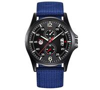 Reloj analógico de cuarzo con fecha de cuarzo para hombre, reloj de pulsera de nailon para hombre, azul, talla única