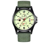 Reloj analógico de cuarzo con fecha de cuarzo para hombre, reloj de pulsera de nailon para hombre, verde, talla única