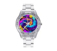 Reloj analógico de cuarzo con textura de mármol morado y azul para hombre, correa de reloj de cuarzo analógico, relojes de pulsera de negocios