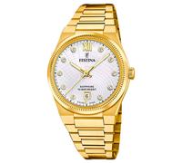 Festina Swiss Made Reloj Mujer Analógico de Acero Inoxidable 316l Dorado - Movimiento de Cuarzo - Cristal Zafiro Resistente - Resistente al Agua 10 ATM - Calendario F20058/1 - Rive Collection