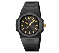 Reloj Analógico de Cuarzo Minimalista para Hombre, Sumergible 50M, Diseño Ligero, Pulsera de ABS, Estilo Retro para Uso Diario(Black 2)