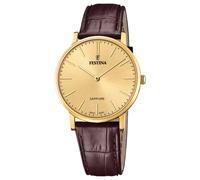 Festina Swiss Made Reloj Hombre Analógico de Cuero Marrón - Movimiento de Cuarzo - Cristal Zafiro de Alta Resistencia - Resistente al Agua 5 ATM Elegante F20016/2 Classic Leather