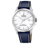 Festina Swiss Made Reloj Hombre Analógico de Cuero Azul - Movimiento de Cuarzo - Calendario - Cristal Zafiro de Alta Resistencia - Resistente al Agua 10 ATM Elegante F20025/2 Classic Leather