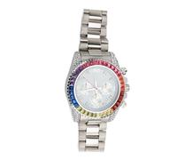 Reloj Analógico de Cuarzo para Hombre, Reloj Analógico de Cuarzo para Negocios, Cronógrafo para Uso Diario (Blanco Plateado)