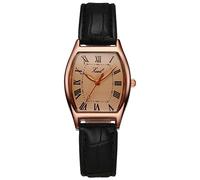 Reloj analógico de cuarzo para mujer, de piel, informal, con prensa de mano, negro, talla única