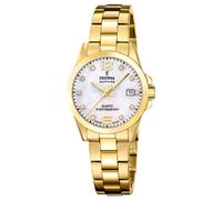 Festina Swiss Made Reloj Mujer Analógico de Acero Inoxidable 316l Dorado - Movimiento de Cuarzo - Cristal Zafiro Resistente - Resistente al Agua 10 ATM - Calendario F20050/1 - Classic Steel