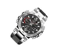 Reloj Analógico Digital Hombre, Modelo de Brillante con Doble Pantalla | Pulsera de Hombre | Deporte Ocio Oficina Viajes Diarios y Viajes, Silver Black, Se référer au descriptif, pulsera