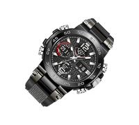 Reloj analógico digital - Reloj de doble exhibición deportivo impermeable para hombres y mujeres, caja de acero inoxidable, correa de silicona cómoda | Relojes digitales analógicos utilizados, negro