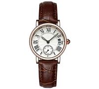 Reloj analógico Mujer Estilo clásico, Esfera Redonda con Fecha, Correa Cuero Rojo Elegante, Movimiento Cuarzo preciso, Resistente Agua 30m, Compatible con Citizen Dupe