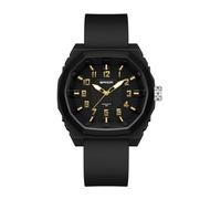 Reloj analógico para hombres, mujeres, niños y niñas, resistente al agua, militar, deportivo, unisex, esfera fácil de leer, correa de silicona, Oro negro.