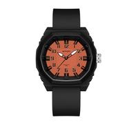 Reloj analógico para hombres, mujeres, niños y niñas, resistente al agua, militar, deportivo, unisex, esfera fácil de leer, correa de silicona, Negro y naranja