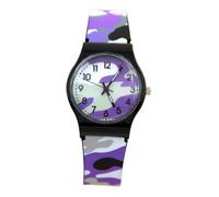 Reloj analógico para niños - Reloj de cuarzo para niños | Reloj analógico de pared de cuarzo con camuflaje impermeable, reloj deportivo al aire libre, reloj de aprendizaje divertido, morado, Se