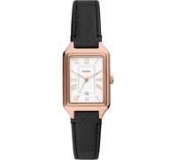 Fossil Raquel Reloj para Mujer, Movimiento de Cuarzo con Correa de Acero o Piel, Negro y Tono Oro Rosa, 23MM