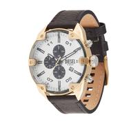 Diesel Reloj Analógico para Hombres de Cuarzo con Correa en Cuero DZ4671, Tono Oro y Plata, 49MM