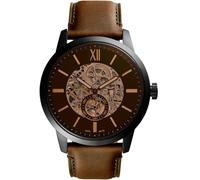 Fossil Reloj para hombre Townsman, movimiento mecánico automático, caja de 48mm de acero negro con correa de piel, ME3155, 48MM, Marrón
