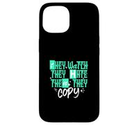 Reloj Aqua verde azulado claro, odio, copia el gráfico aguamarina verde azulado claro Carcasa para iPhone 15