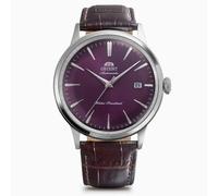 Orient Reloj automático Bambino RA-AC0032V30B, esfera morada, caja acero, correa cuero marrón, fecha