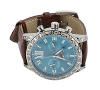 Reloj Automático para Hombre, Reloj de Pulsera Mecánico con Calendario y Fases Lunares para Uso Diario (Correa marrón con Esfera Azul.)