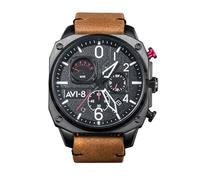 AVI 8 Reloj Analógico para de los Hombres de Movimiento de Cuarzo japonés con Correa en Cuero AV-4052-02