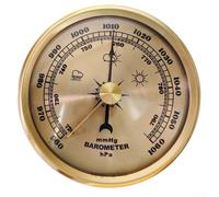Reloj barómetro de metal para el hogar con medidor de presión mecánico, diseñado para monitorear los cambios climáticos y mejorar la decoración de la habitación (dorado)