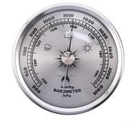 Reloj barómetro doméstico con marco de metal con manómetro, funcionamiento mecánico sin baterías para predicción del tiempo y cronometraje (plateado)