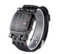 Reloj binario unisex PolyGen con un metodo creativo de lectura de tiempo, este reloj binario con función de fecha tiene una banda de PU flexible y ajustable para comodidad durante