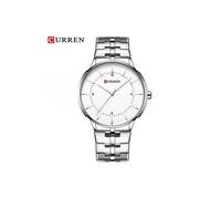 (Reloj blanco plateado) Reloj de cuarzo militar de moda Curren de marca de lujo superior, reloj de pulsera