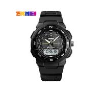 (Reloj blanco y negro) SKMEI 1454 Relojes militares para hombre Reloj de pulsera con correa de PU para