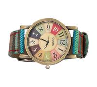 Reloj Boho para Mujer con Patrón de Iris Multicolor, Estilo Hippie Chic, Números Grandes de Fácil Lectura, Correa de Cuero PU