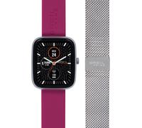 Reloj BREIL EW0747 UNISEX SBT-3, esfera MULTICOLOR NEGRA, movimiento SMARTWATCH SMARTMODULE y CORREA DE MALLA/SILICONA, ACERO GRIS/CREMA